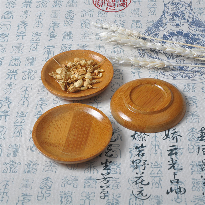 Food Snacks Background - 100個/ロット 竹製ソーサー収納トレイ 丸型小皿 写真スタジオ撮影用背景小道具 食品・菓子・スナック用