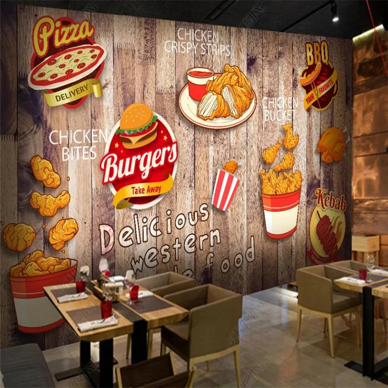 カスタムフライドチキンバーガー壁紙ファーストフードレストラン - Food Snacks Background のレビューと価格
