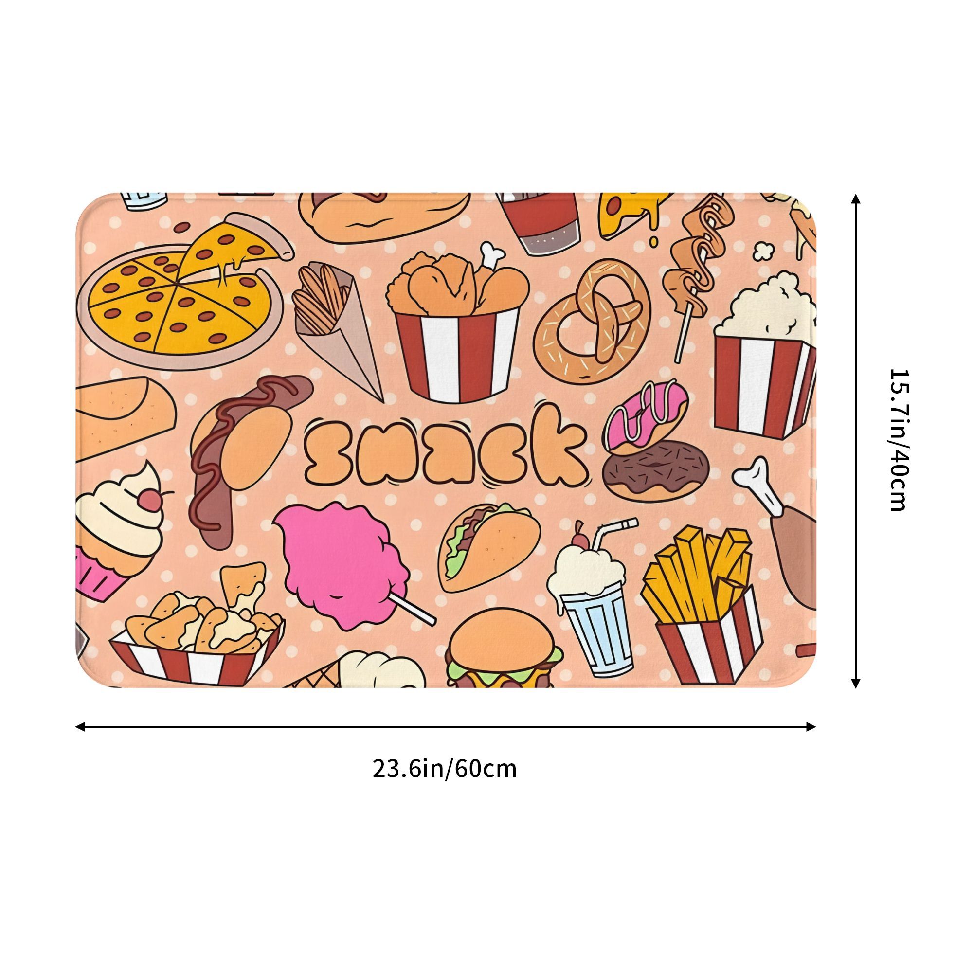 漫画スナックフードドアマットかわいいピザバーガーフライドポテ - Food Snacks Background のレビューと価格
