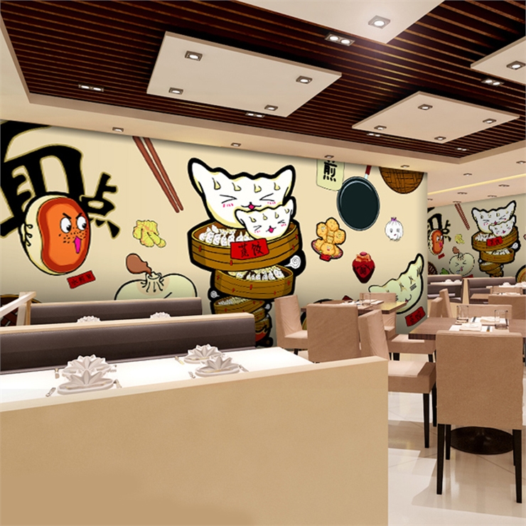 カスタム3D手描き漫画風フード壁紙 中華餃子店 麺屋 スナッ - Food Snacks Background のレビューと価格