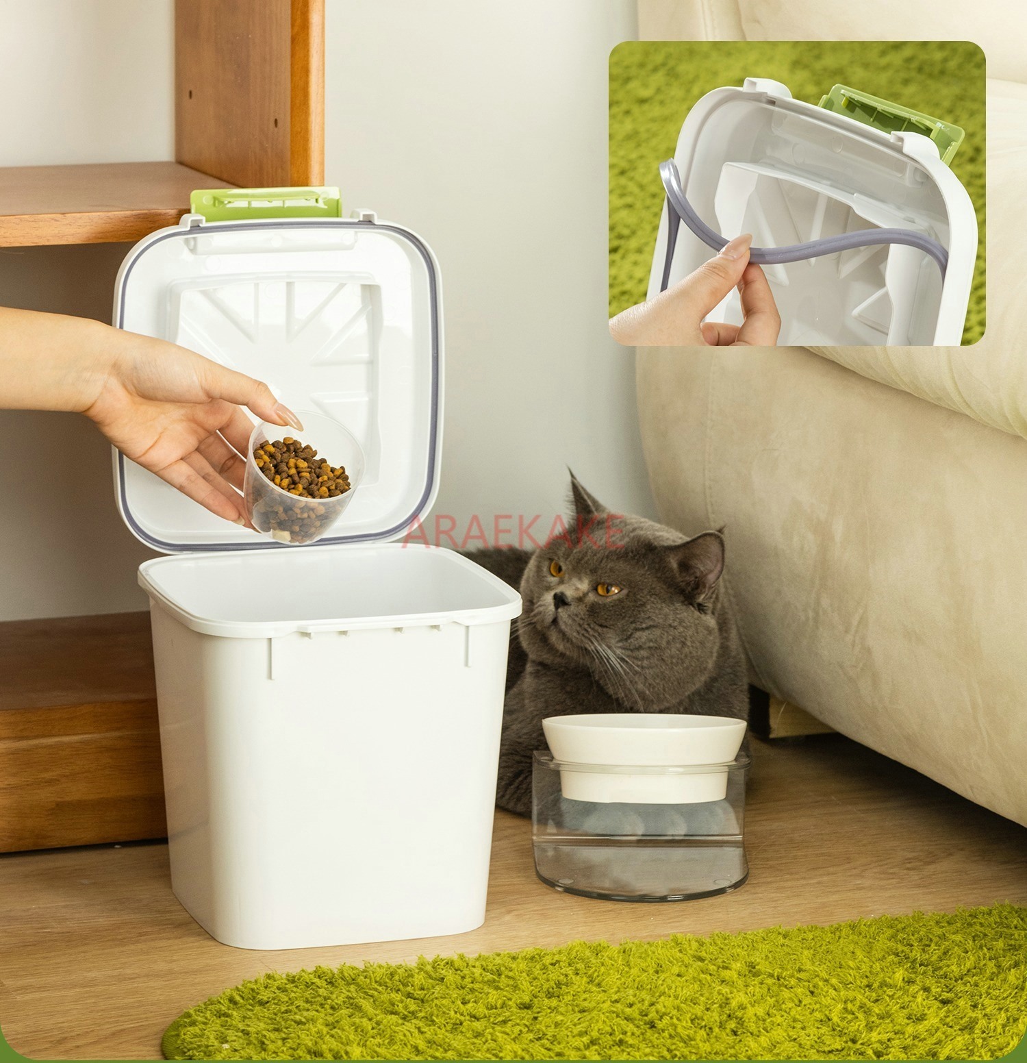 キャットフードバケツ、ドッグフード収納、密閉された猫用品収納 - Dry Food Snacks のレビューと価格