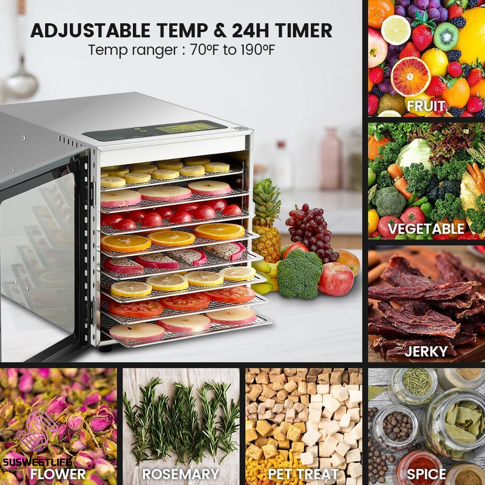大容量 8 トレイ食品乾燥機 500 ワット DIY ペット - Healthy Snacks Food のレビューと価格