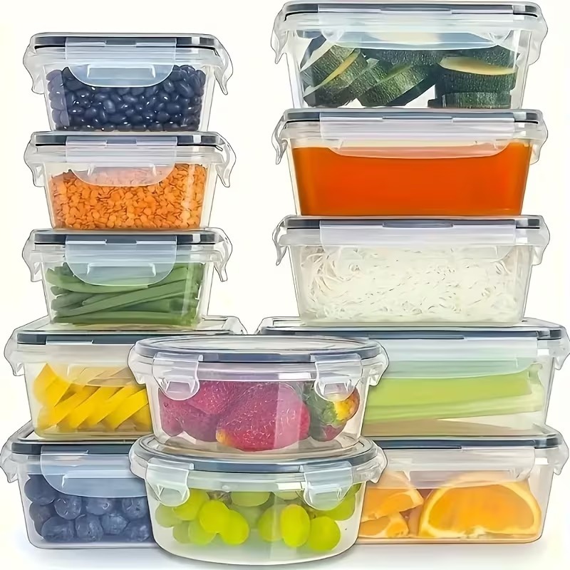 4個セット 透明食品保存容器 スナップ蓋付き、果物、野菜、パ - Dry Food Snacks のレビューと価格