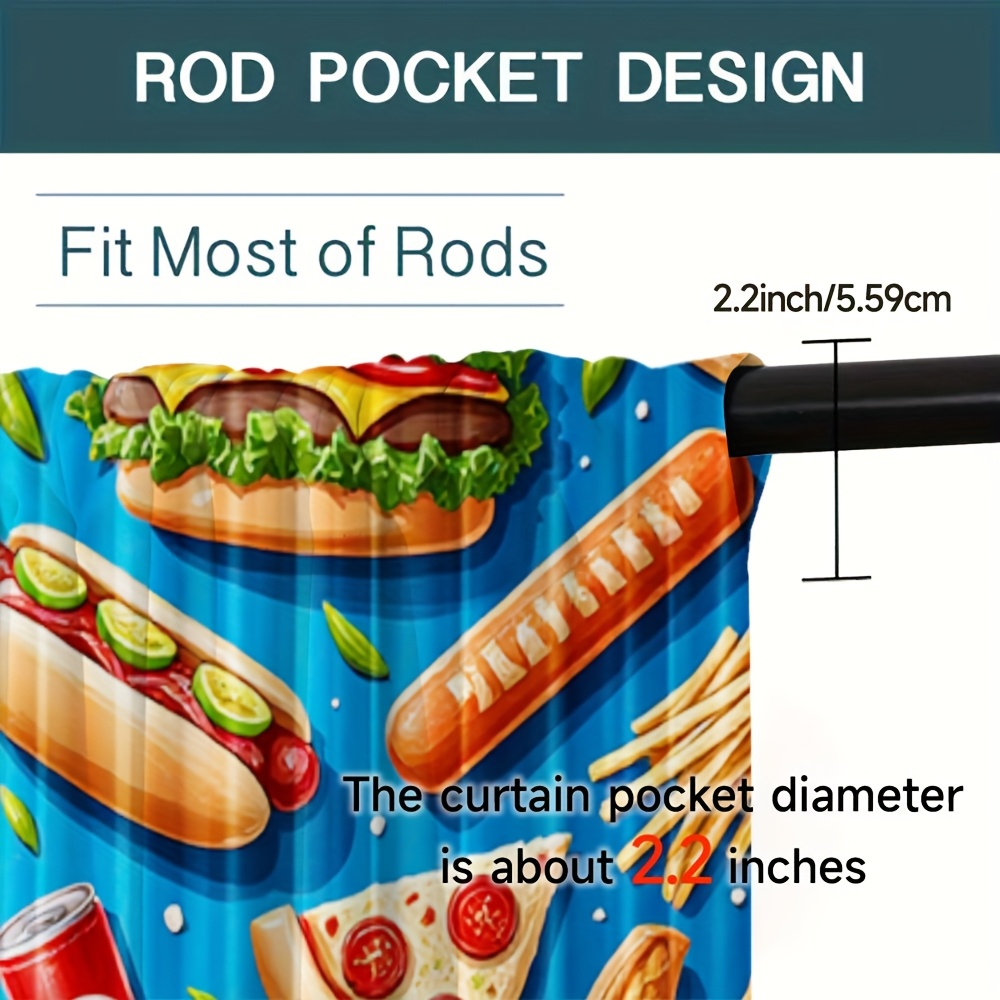 ファーストフード バーガー ピザ カーテン 2枚パネル ホッ - Food Snacks Background のレビューと価格