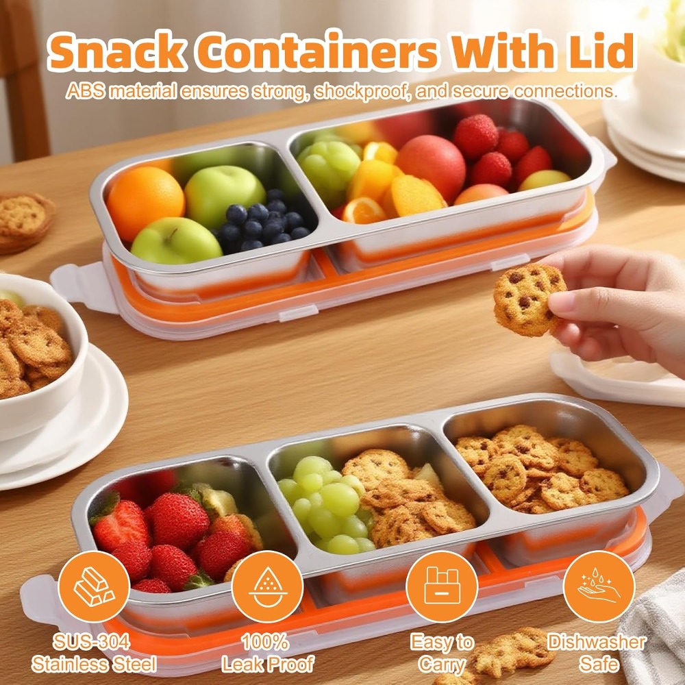 ステンレス製スナック容器 蓋付き 再利用可能な調味料収納ボッ - Food Snacks For Hiking のレビューと価格