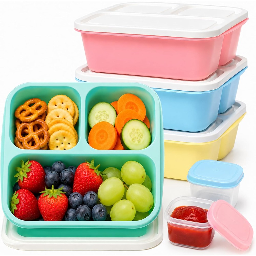 3コンパートメント弁当箱 大人用スナック容器 再利用可能 積 - Healthy Snacks Food のレビューと価格