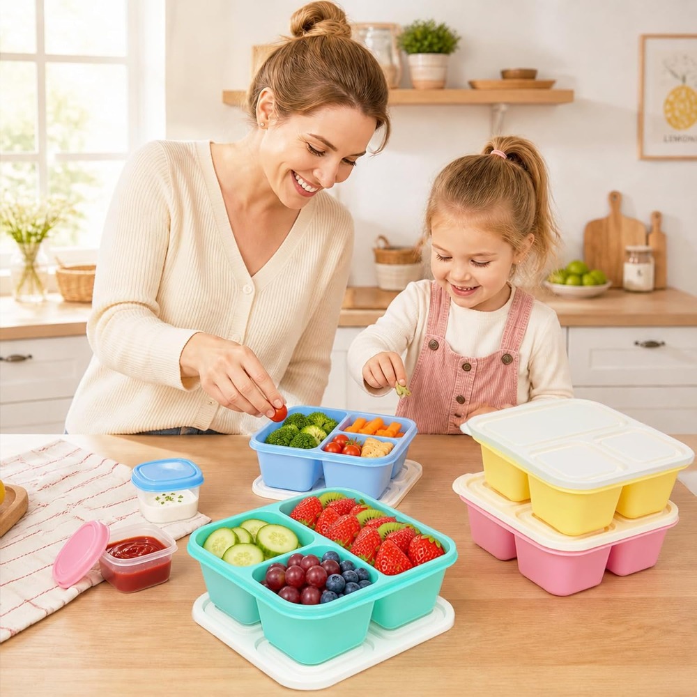 3コンパートメント弁当箱 大人用スナック容器 再利用可能 積 - Healthy Snacks Food のレビューと価格