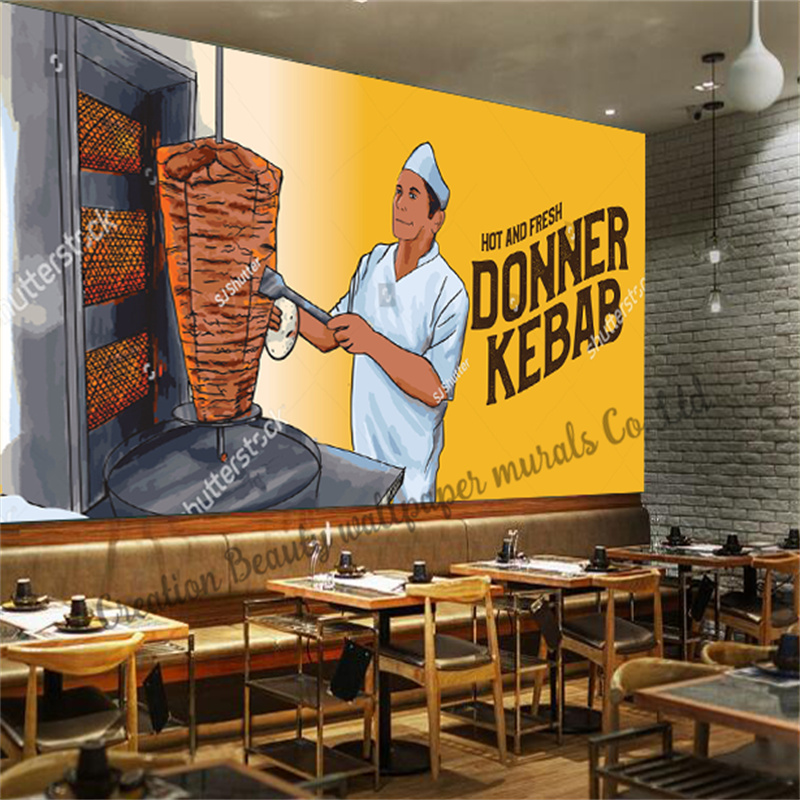 カスタム高速食品ケバブ壁紙産業装飾壁画レストランスナックバー - Food Snacks Background のレビューと価格