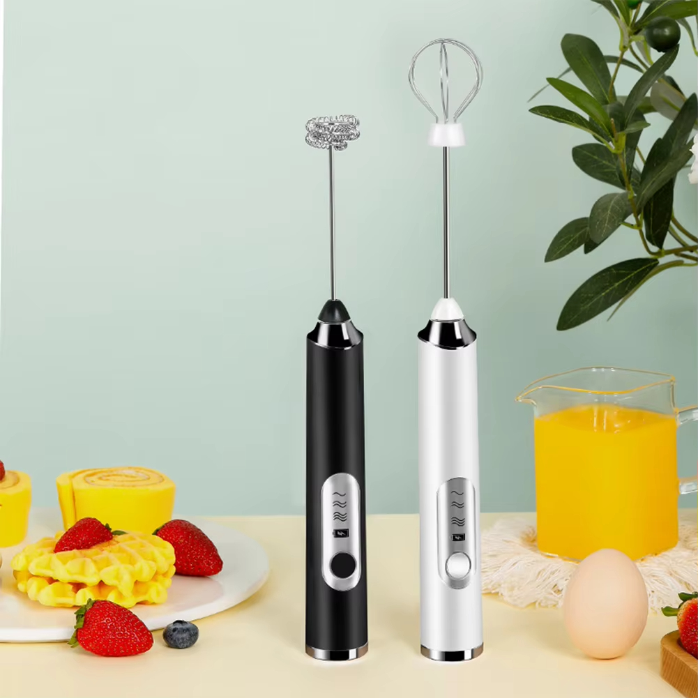 電動ミルク泡立て器1個、デュアルスティック充電式3スピードハ - Dry Food Snacks のレビューと価格